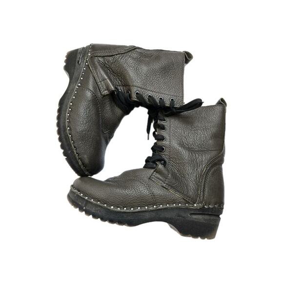 Swedish Clogs Boots Troentorp Edith Brown Lace Up Size 38 US-8 Womens - Picture 1 of 13